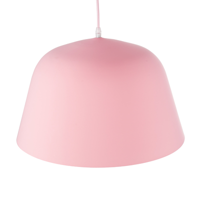 GloboStar® UPVALE 01284 Μοντέρνο Κρεμαστό Φωτιστικό Καμπάνα Μονόφωτο 1 x E27 IP20 Ροζ & Λευκό Μέταλλο - Μ40 x Π40 x Υ24cm