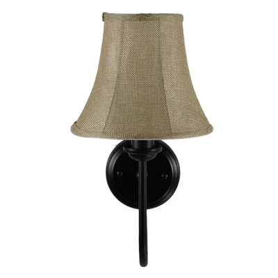 GloboStar® SHELLY 01299 Vintage Επιτοίχιο Φωτιστικό Απλίκα Μονόφωτο 1 x E27 IP20 Μαύρο Μέταλλο με Μπεζ Ύφασμα - Μ13 x Π18 x Υ34cm