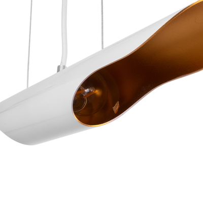 GloboStar® ESTERINA 01305 Μοντέρνο Κρεμαστό Φωτιστικό Ανάρτηση Δίφωτο 2 x E27 IP20 Λευκό & Χρυσό Μέταλλο - Μ60 x Π6 x Υ6cm