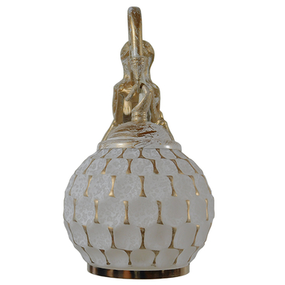 GloboStar® MERMAID 01317 Vintage Επιτοίχιο Φωτιστικό Απλίκα Μονόφωτο 1 x E27 IP20 Λευκό Γυαλί με Λευκό & Χρυσό Μέταλλο - Μ12.5 x Π28 x Υ27cm