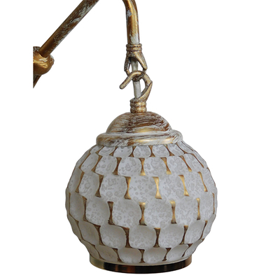 GloboStar® MERMAID 01317 Vintage Επιτοίχιο Φωτιστικό Απλίκα Μονόφωτο 1 x E27 IP20 Λευκό Γυαλί με Λευκό & Χρυσό Μέταλλο - Μ12.5 x Π28 x Υ27cm