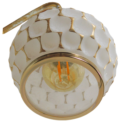 GloboStar® MERMAID 01317 Vintage Επιτοίχιο Φωτιστικό Απλίκα Μονόφωτο 1 x E27 IP20 Λευκό Γυαλί με Λευκό & Χρυσό Μέταλλο - Μ12.5 x Π28 x Υ27cm