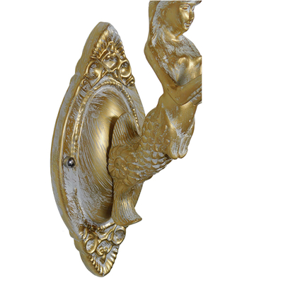 GloboStar® MERMAID 01317 Vintage Επιτοίχιο Φωτιστικό Απλίκα Μονόφωτο 1 x E27 IP20 Λευκό Γυαλί με Λευκό & Χρυσό Μέταλλο - Μ12.5 x Π28 x Υ27cm