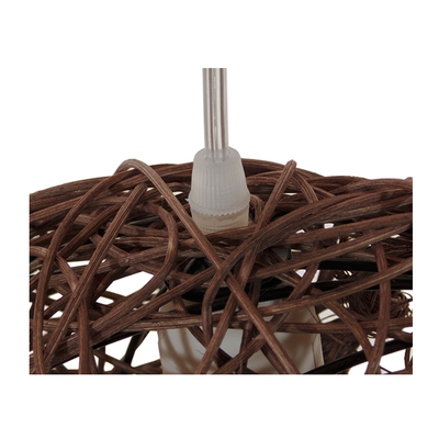 GloboStar® CRESCENT 01330 Vintage Κρεμαστό Φωτιστικό Πλέγμα Μονόφωτο 1 x E27 IP20 Καφέ Rattan - Μ30 x Π20 x Υ35cm