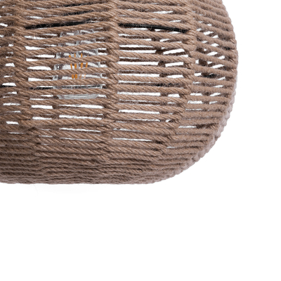 GloboStar® MANDALA 01331 Vintage Κρεμαστό Φωτιστικό Πλέγμα Μονόφωτο 1 x E27 IP20 Μπεζ Σχοινί - Μ40 x Π40 x Υ33cm