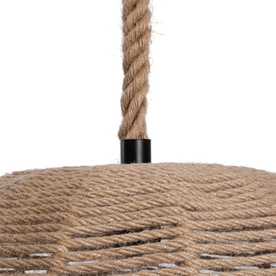 GloboStar® MANDALA 01331 Vintage Κρεμαστό Φωτιστικό Πλέγμα Μονόφωτο 1 x E27 IP20 Μπεζ Σχοινί - Μ40 x Π40 x Υ33cm