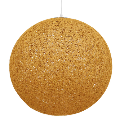 GloboStar® OCEANA 01361 Boho Κρεμαστό Φωτιστικό Μπάλα Μονόφωτο 1 x E27 IP20 Μπεζ & Χρυσό Σχοινί - Μ60 x Π60 x Υ60cm