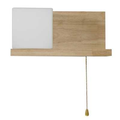 GloboStar® AMITY 01365 Μοντέρνο Επιτοίχιο Φωτιστικό Απλίκα Μονόφωτο 1 x E27 IP20 Μπεζ Ξύλο με Λευκό Γυαλί - Μ30 x Π14.5 x Υ15cm