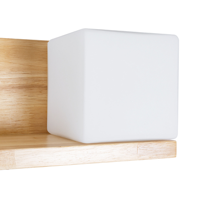 GloboStar® AMITY 01366 Μοντέρνο Επιτοίχιο Φωτιστικό Απλίκα Μονόφωτο 1 x E27 IP20 Μπεζ Ξύλο με Λευκό Γυαλί - Μ30 x Π14.5 x Υ15cm