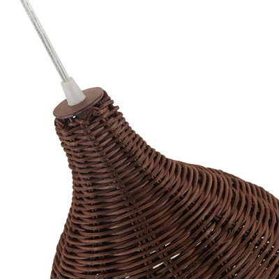 GloboStar® BAHAMAS 01367 Boho Κρεμαστό Φωτιστικό Καμπάνα Μονόφωτο 1 x E27 IP20 Καφέ Ξύλο - Μ30 x Π30 x Υ40cm