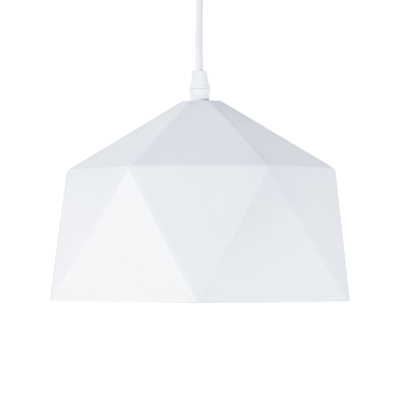 GloboStar® HEXAGON 01377 Μοντέρνο Κρεμαστό Φωτιστικό Καμπάνα Μονόφωτο 1 x E27 IP20 Λευκό & Χρυσό Μέταλλο - Μ21,5 x Π21,5 x Y15cm