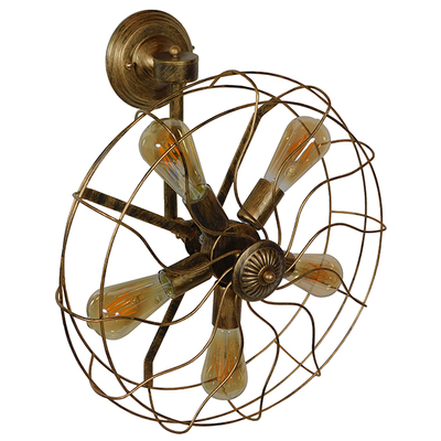 GloboStar® FAN 01381 Vintage Επιτοίχιο Φωτιστικό Απλίκα Πολύφωτο 5 x E27 IP20 Χάλκινο Μέταλλο - Μ46 x Π22 x Υ46cm