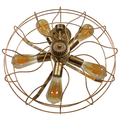 GloboStar® FAN 01381 Vintage Επιτοίχιο Φωτιστικό Απλίκα Πολύφωτο 5 x E27 IP20 Χάλκινο Μέταλλο - Μ46 x Π22 x Υ46cm