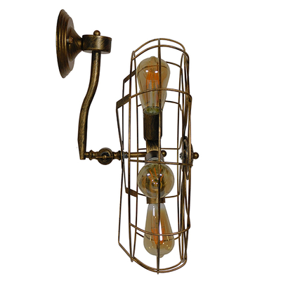 GloboStar® FAN 01381 Vintage Επιτοίχιο Φωτιστικό Απλίκα Πολύφωτο 5 x E27 IP20 Χάλκινο Μέταλλο - Μ46 x Π22 x Υ46cm