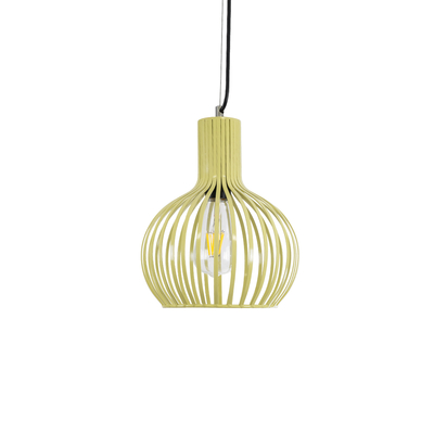 GloboStar® SCANDI 01387 Vintage Κρεμαστό Φωτιστικό Πλέγμα Μονόφωτο 1 x E27 IP20 Μπεζ Μέταλλο - Μ23 x Π23 x Υ30cm