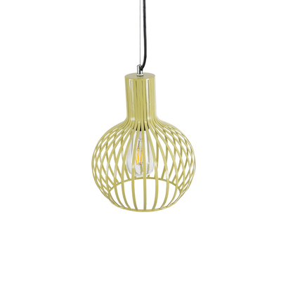 GloboStar® SCANDI 01387 Vintage Κρεμαστό Φωτιστικό Πλέγμα Μονόφωτο 1 x E27 IP20 Μπεζ Μέταλλο - Μ23 x Π23 x Υ30cm