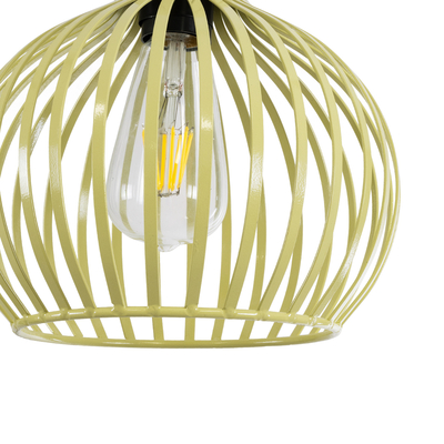 GloboStar® SCANDI 01387 Vintage Κρεμαστό Φωτιστικό Πλέγμα Μονόφωτο 1 x E27 IP20 Μπεζ Μέταλλο - Μ23 x Π23 x Υ30cm