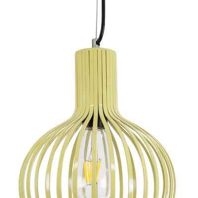 GloboStar® SCANDI 01387 Vintage Κρεμαστό Φωτιστικό Πλέγμα Μονόφωτο 1 x E27 IP20 Μπεζ Μέταλλο - Μ23 x Π23 x Υ30cm