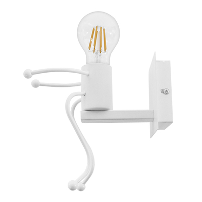 GloboStar® LITTLE MAN 01389 Μοντέρνο Επιτοίχιο Φωτιστικό Απλίκα Μονόφωτο 1 x E27 IP20 Λευκό Μέταλλο - Μ12 x Π19 x Υ17cm