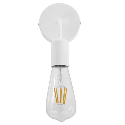 GloboStar® DON 01397 Vintage Επιτοίχιο Φωτιστικό Απλίκα Μονόφωτο 1 x E27 IP20 Λευκό Μέταλλο - Μ10 x Π7 x Υ16cm