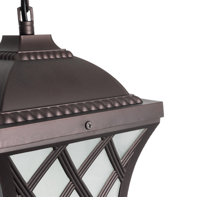 GloboStar® LINCOLN 01399 Vintage Κρεμαστό Φωτιστικό Πλέγμα Μονόφωτο 1 x E27 IP20 Καφέ Μεταλλο με Διάφανο Γυαλί - Μ19 x Π19 x Υ20cm