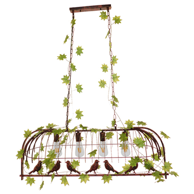 GloboStar® NEST 01402 Vintage Κρεμαστό Φωτιστικό Φιγούρα Πολύφωτο 4 x E27 IP20 Χάλκινο Μέταλλο με Πράσινο Πλαστικό - Μ103 x Π34 x Υ36.5cm