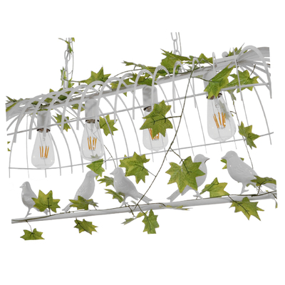 GloboStar® NEST 01403 Vintage Κρεμαστό Φωτιστικό Φιγούρα Πολύφωτο 4 x E27 IP20 Λευκό Μέταλλο με Πράσινο Πλαστικό - Μ103 x Π34 x Υ36.5cm