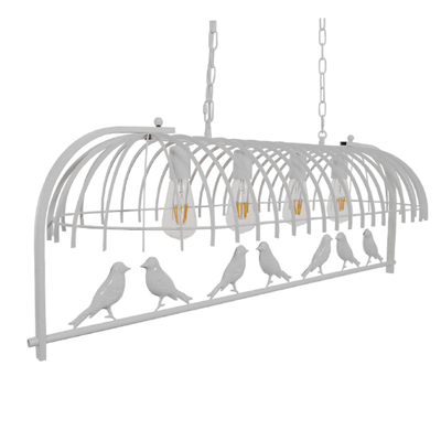 GloboStar® NEST 01403 Vintage Κρεμαστό Φωτιστικό Φιγούρα Πολύφωτο 4 x E27 IP20 Λευκό Μέταλλο με Πράσινο Πλαστικό - Μ103 x Π34 x Υ36.5cm