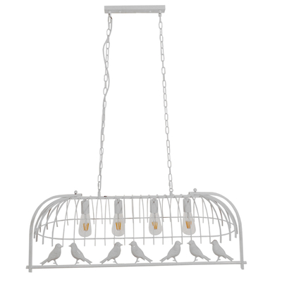 GloboStar® NEST 01403 Vintage Κρεμαστό Φωτιστικό Φιγούρα Πολύφωτο 4 x E27 IP20 Λευκό Μέταλλο με Πράσινο Πλαστικό - Μ103 x Π34 x Υ36.5cm