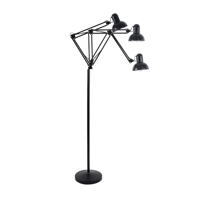 GloboStar® AUDREY 01468 Vintage Επιδαπέδιο Φωτιστικό Μονόφωτο 1 x E27 IP20 Μαύρο Μέταλλο - Μ15 x Π15 x Υ190cm