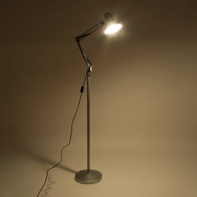 GloboStar® AUDREY 01469 Vintage Επιδαπέδιο Φωτιστικό Μονόφωτο 1 x E27 IP20 Ασημί Μέταλλο - Μ15 x Π15 x Υ190cm