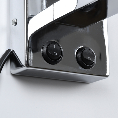 GloboStar® ELEGANT 01494 Μοντέρνο Επιτοίχιο Φωτιστικό Απλίκα με LED Βραχίονα Δίφωτο 1 x E27 IP20 Μαύρο Ύφασμα με Ασημί Μέταλλο - Μ17 x Π21 x Υ43cm