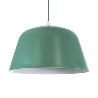 GloboStar® UPVALE 01285 Μοντέρνο Κρεμαστό Φωτιστικό Καμπάνα Μονόφωτο 1 x E27 IP20 Πράσινο & Λευκό Μέταλλο - Μ40 x Π40 x Υ24cm