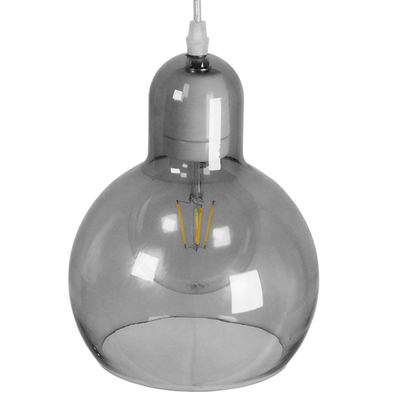 GloboStar® BOSSANOVA 01313 Μοντέρνο Κρεμαστό Φωτιστικό Ανάρτηση Μονόφωτο 1 x E27 IP20 Γκρι Γυαλί - Μ18 x Π18 x Υ23cm