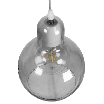 GloboStar® BOSSANOVA 01313 Μοντέρνο Κρεμαστό Φωτιστικό Ανάρτηση Μονόφωτο 1 x E27 IP20 Γκρι Γυαλί - Μ18 x Π18 x Υ23cm