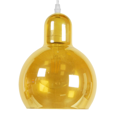 GloboStar® LUCREZIA 01315 Μοντέρνο Κρεμαστό Φωτιστικό Ανάρτηση Μονόφωτο 1 x E27 IP20 Μελί Γυαλί - Μ18 x Π18 x Υ23cm
