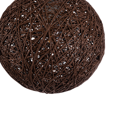 GloboStar® OCEANA 01354 Boho Κρεμαστό Φωτιστικό Μπάλα Μονόφωτο 1 x E27 IP20 Καφέ Σχοίνι - Μ20 x Π20 x Υ20cm