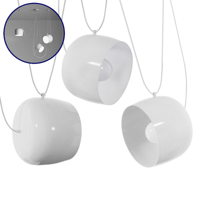 GloboStar® JASPER 01376 Μοντέρνό Κρεμαστό Φωτιστικό Καμπάνα Σετ Τρίφωτο 3 x E27 IP20 Λευκό Μέταλλο - Μ75 x Π75 x Υ22cm