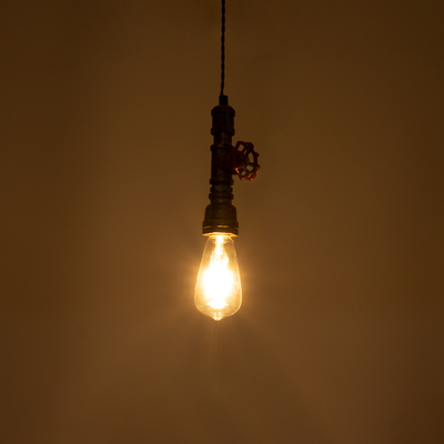 GloboStar® SPIGOT 01413 Vintage Κρεμαστό Φωτιστικό Ανάρτηση Μονόφωτο 1 x E27 IP20 Χάλκινο & Κόκκινο Μεταλλο - Μ5 x Π5 x Y20cm