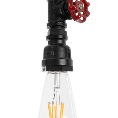 GloboStar® SPIGOT 01415 Vintage Κρεμαστό Φωτιστικό Ανάρτηση Μονόφωτο 1 x E27 IP20 Μαύρο & Κόκκινο Μέταλλο - Μ5 x Π5 x Y20cm