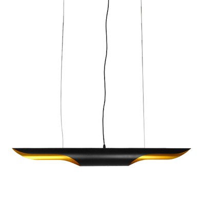 GloboStar® ESTERINA 01473 Μοντέρνο Κρεμαστό Φωτιστικό Ανάρτηση Δίφωτο 2 x E27 IP20 Μαύρο & Χρυσό Μέταλλο - Μ100 x Π10 x Y10cm