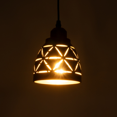 GloboStar® COOLIE 01475 Μοντέρνο Κρεμαστό Φωτιστικό Μονόφωτο Καμπάνα 1 x E27 IP20 Μαύρο & Χρυσό Μέταλλο - Μ13 x Π13 x Υ14cm