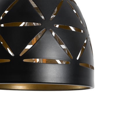 GloboStar® COOLIE 01475 Μοντέρνο Κρεμαστό Φωτιστικό Μονόφωτο Καμπάνα 1 x E27 IP20 Μαύρο & Χρυσό Μέταλλο - Μ13 x Π13 x Υ14cm