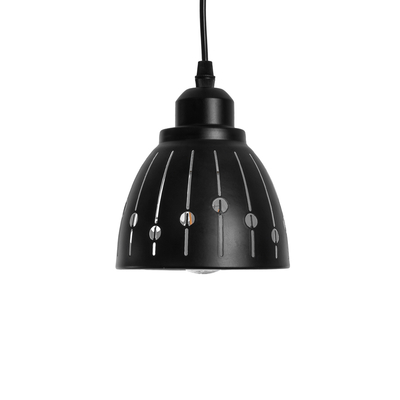 GloboStar® COOLIE 01476 Μοντέρνο Κρεμαστό Φωτιστικό Μονόφωτο Καμπάνα 1 x E27 IP20 Μαύρο & Ασημί Μέταλλο - Μ12.5 x Π12.5 x Υ11.5cm