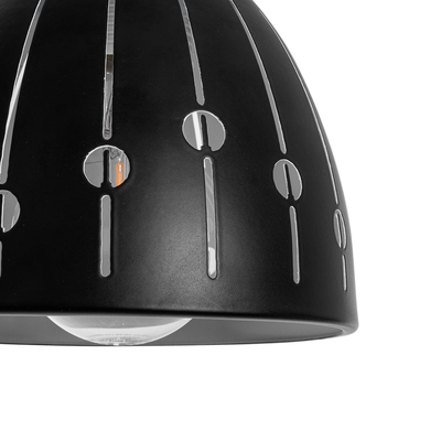 GloboStar® COOLIE 01476 Μοντέρνο Κρεμαστό Φωτιστικό Μονόφωτο Καμπάνα 1 x E27 IP20 Μαύρο & Ασημί Μέταλλο - Μ12.5 x Π12.5 x Υ11.5cm