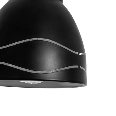 GloboStar® COOLIE 01477 Μοντέρνο Κρεμαστό Φωτιστικό Μονόφωτο Καμπάνα 1 x E27 IP20 Μαύρο & Ασημί Μέταλλο - Μ12.5 x Π12.5 x Υ11.5cm