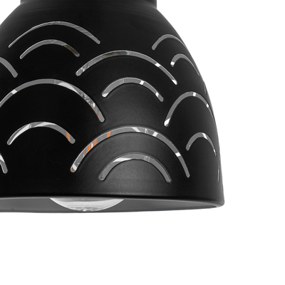 GloboStar® COOLIE 01482 Μοντέρνο Κρεμαστό Φωτιστικό Μονόφωτο Καμπάνα 1 x E27 IP20 Μαύρο & Ασημί Μέταλλο - Μ12.5 x Π12.5 x Υ11.5cm