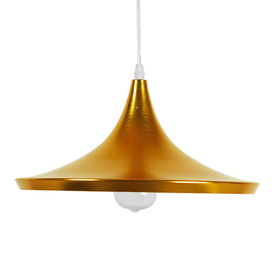 GloboStar® SHANGHAI 01545 Μοντέρνο Κρεμαστό Φωτιστικό Καμπάνα Μονόφωτο 1 x E27 IP20 Χρυσό Μέταλλο - Μ37 x Π37 x Υ20cm