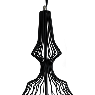 GloboStar® LILY 01559 Vintage Κρεμαστό Φωτιστικό Πλέγμα Μονόφωτο 1 x E27 IP20 Μαύρο Μέταλλο με Λευκό Ύφασμα - Μ25 x Π25 x Υ61cm