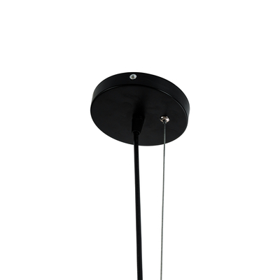 GloboStar® LILY 01559 Vintage Κρεμαστό Φωτιστικό Πλέγμα Μονόφωτο 1 x E27 IP20 Μαύρο Μέταλλο με Λευκό Ύφασμα - Μ25 x Π25 x Υ61cm